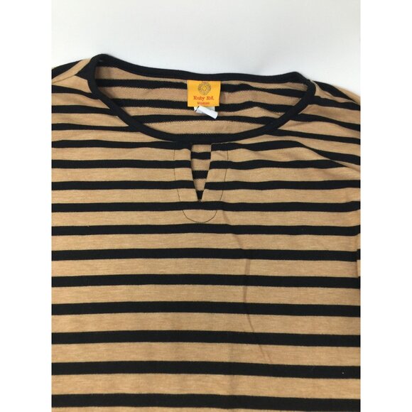 Ruby Rd Womens Black and Brown Long Sleeved Striped Shirt Size 1X - Picture 4 of 7